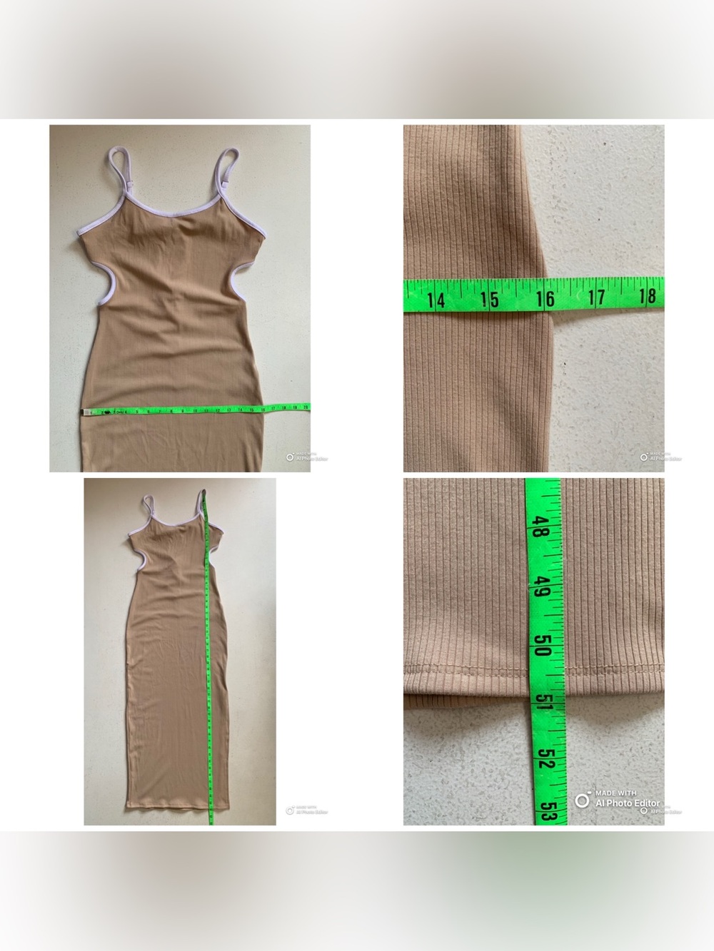 Lulus Medium Something About Her Beige Color Block Ribbed Backless Midi Dress - Picture 14 of 14
